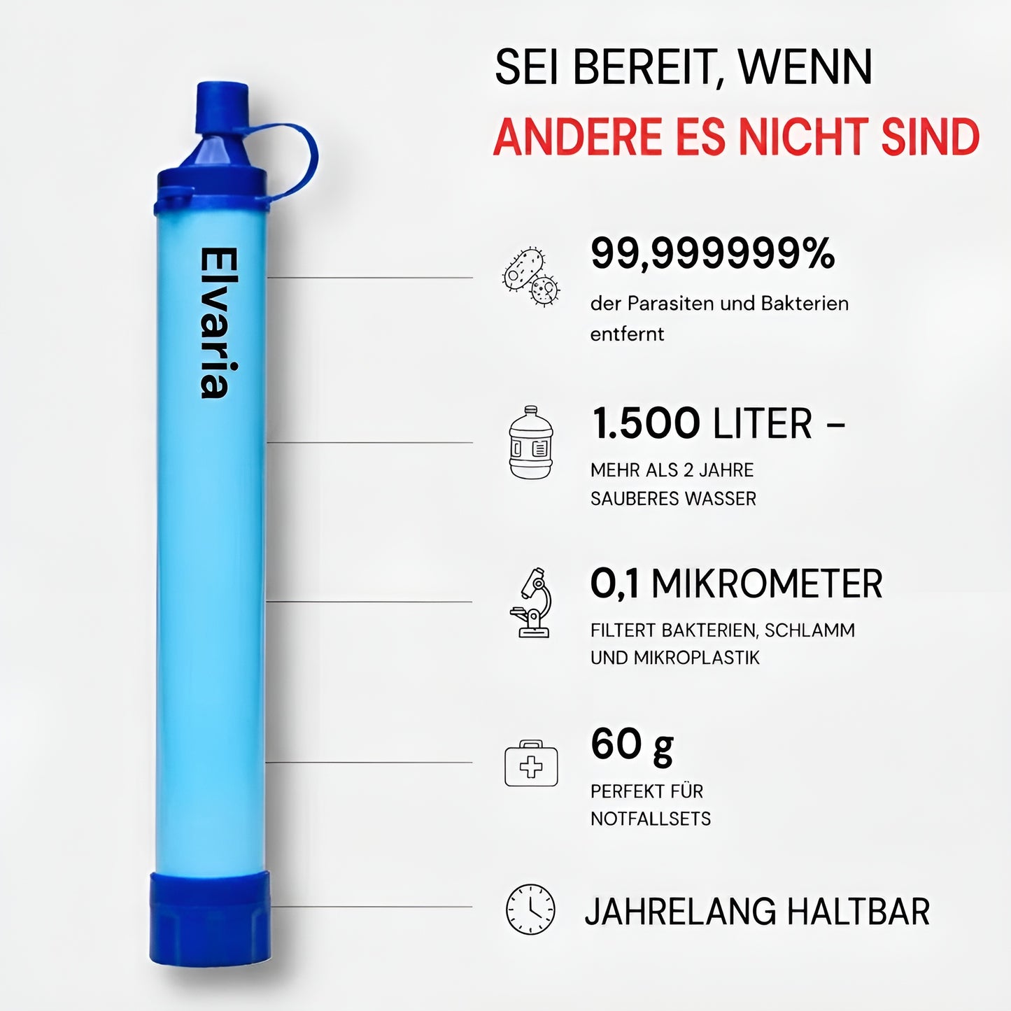 HYDRO-X1 Notfall Wasserfilter (1.500 Liter)
